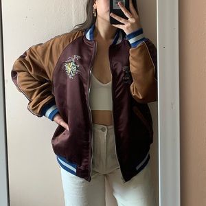 Satin Embroidered Bomber Jacket